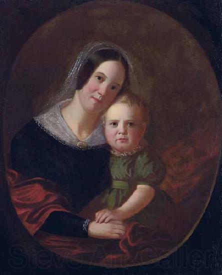 George Caleb Bingham Mrs George Caleb Bingham (Sarah Elizabeth Hutchison) and son, Newton France oil painting art